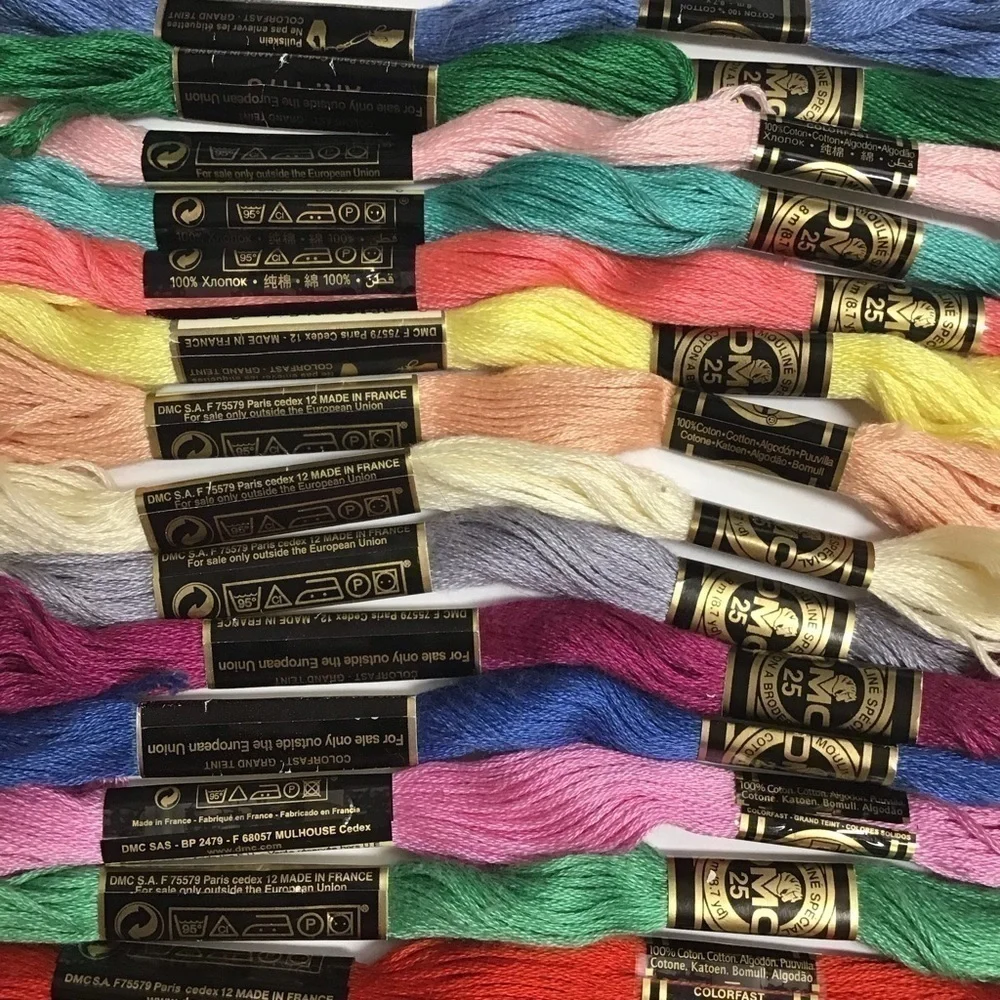 Paris France DMC Embroidery Floss 25 MIXED LOT 6-Ply 100% Cotton Pull Skeins